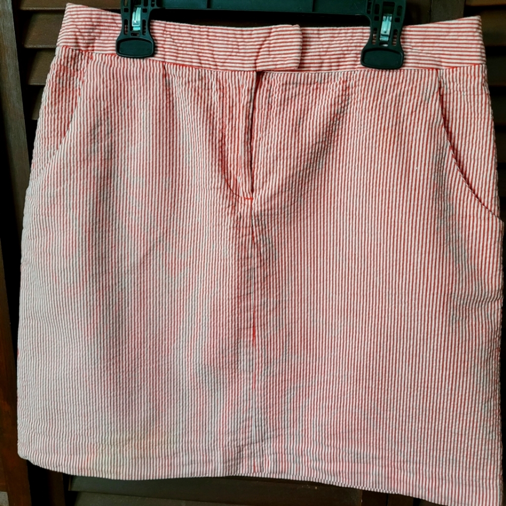 Red/White striped seersucker skirt